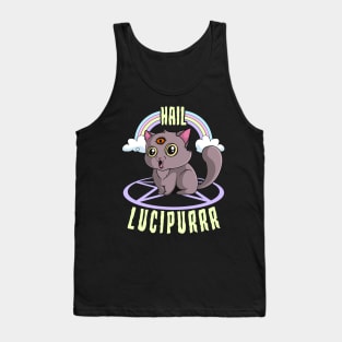 Cute Satanic Hail Lucipurr Rainbow Kitty Goth Tank Top